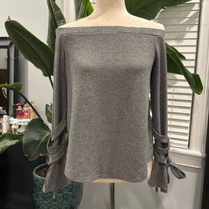Off the shoulder grey sweater